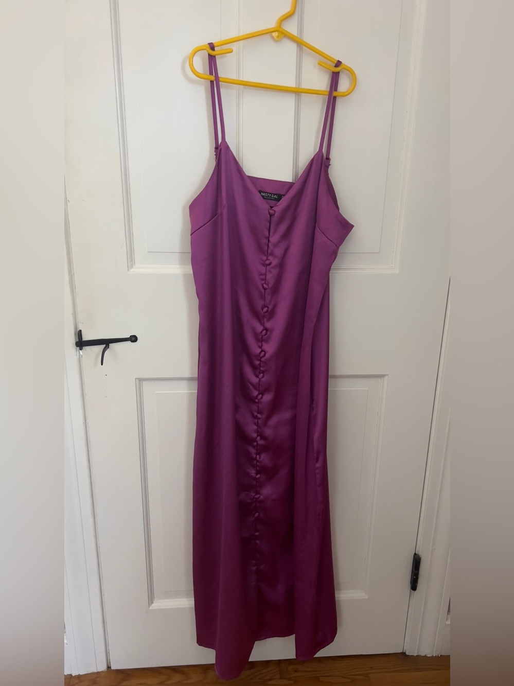 Nasty Gal Pink Satin Midi Dress